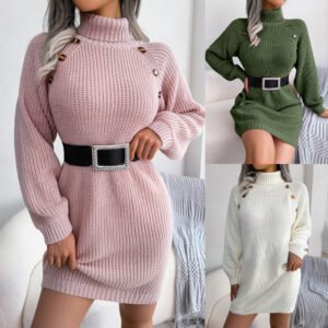 Women's Long Turtleneck Sweater Dress