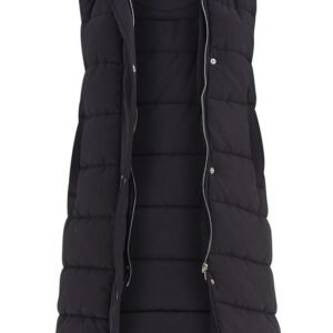 Ladies Long Hooded & Padded Sleeveless Gilet Bodywarmer